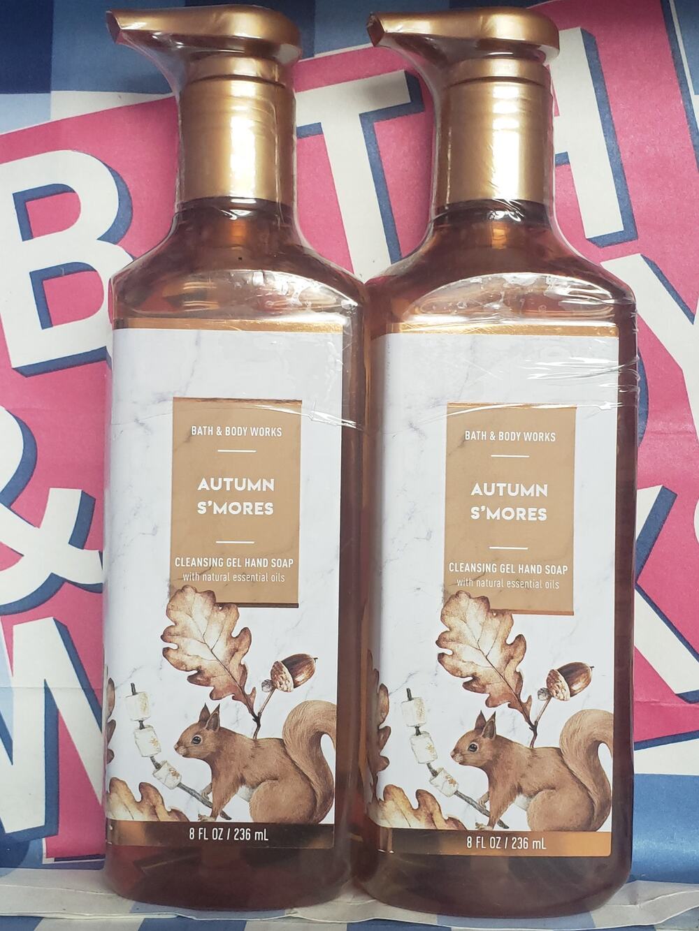 BBW Autumn Smores Gentle Gel Hand Soap with Essential Oils 2 Pack